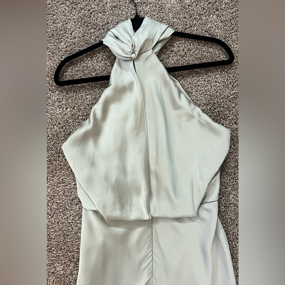 ASOS Sage Green Halter Dress, Peephole Back, Worn Once! Size US 4 
Retail $180 - Picture 7 of 12